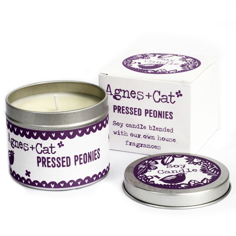 Pressed Peonies Soy Wax Tin Candle (200ml)