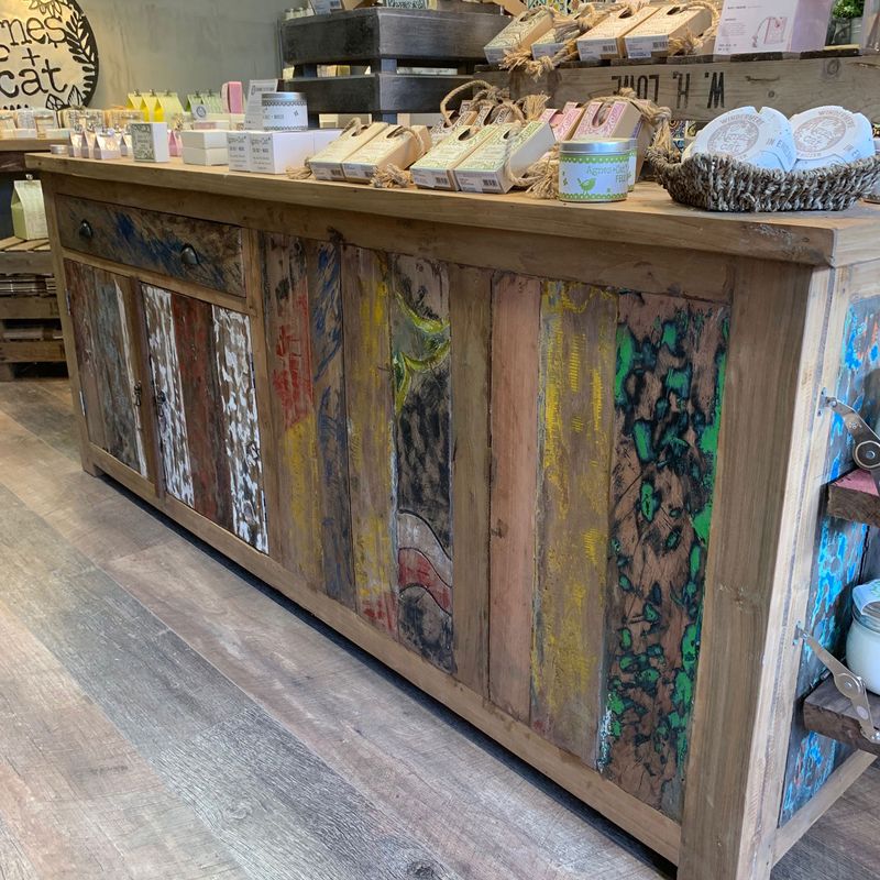 A+C 2.1m Large Centre Display Recycled Wood Table