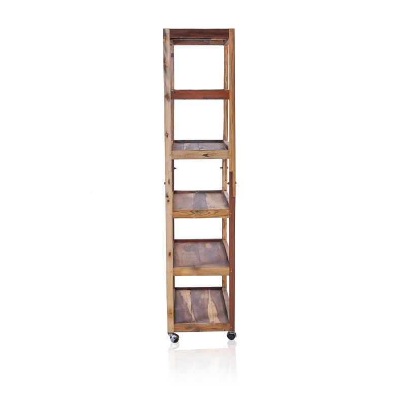 Recycled Wood Six Shelf Display with Casters