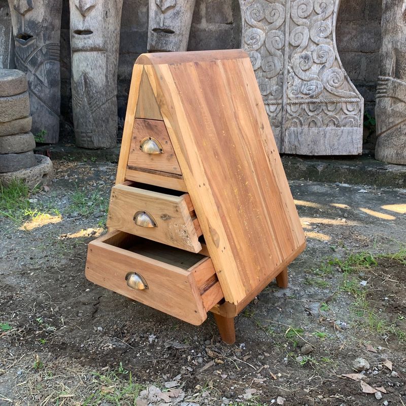Wooden Triangle Chest with 3 Draws