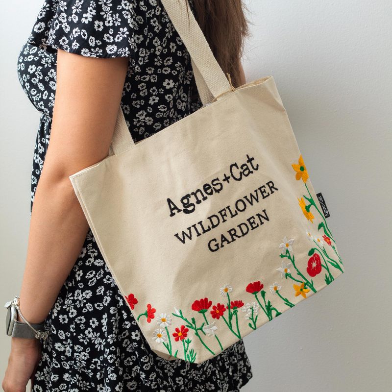 Wildflower Garden Cotton Tote (Red)