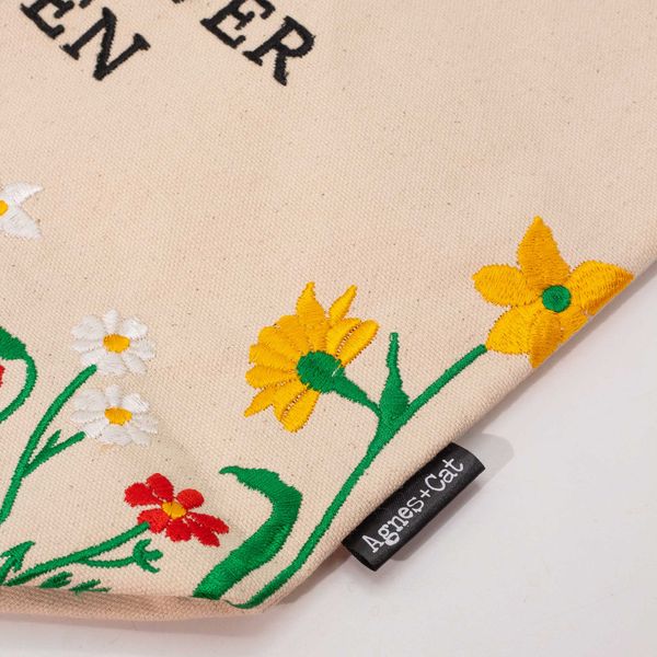 Wildflower Garden Cotton Tote (Red)