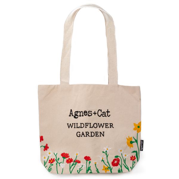 Wildflower Garden Cotton Tote (Red)