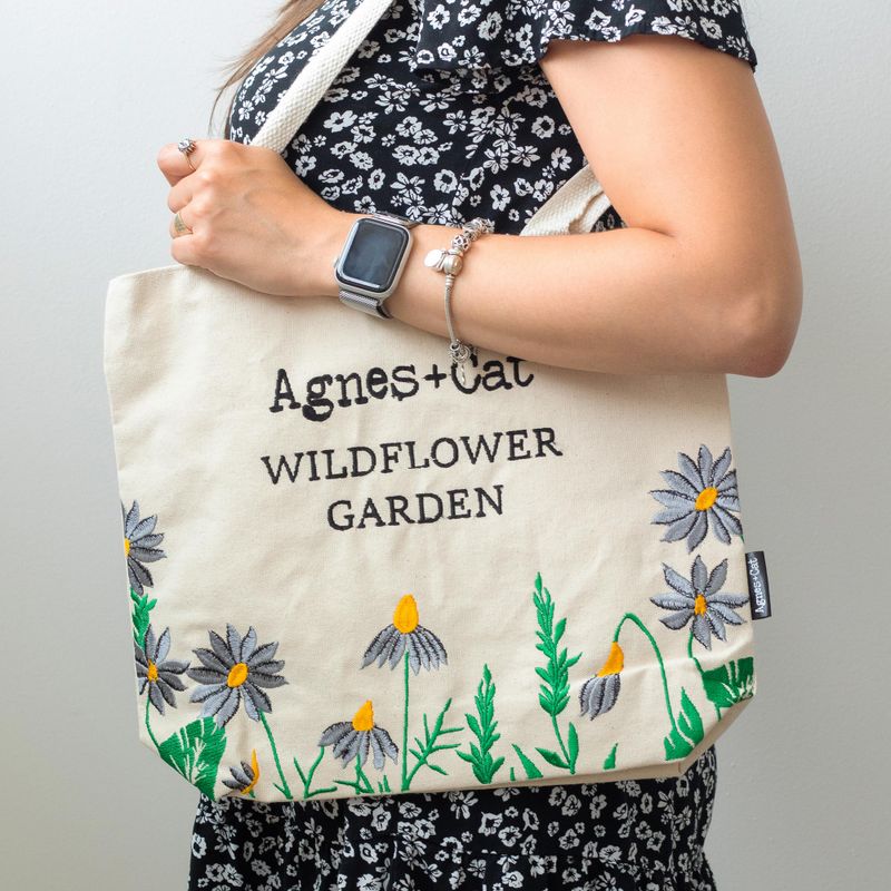Wildflower Garden Cotton Tote (Purple)