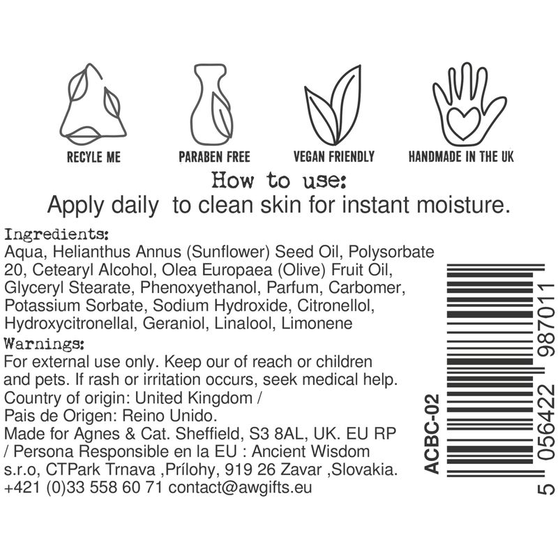 Hand and Body Cream 300ml - Sea Salt and Moss