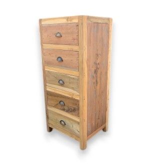 Tall Wooden Storage Chest with 5 Draws