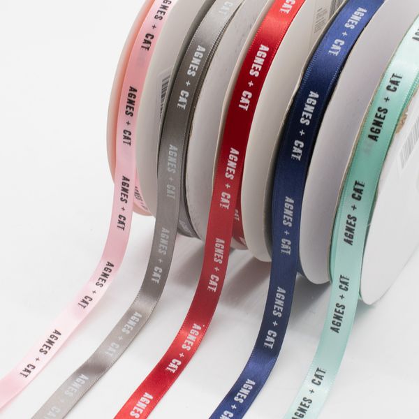 Agnes + Cat Branded Ribbon - Grey (12mm x 90m)