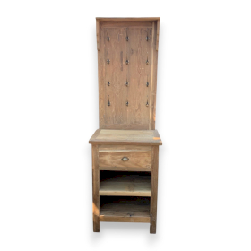 A+C Recyced Wood Display Stand with Hooks & Storage