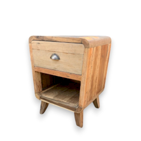 Wooden Round Bedside Table with 1 Draw