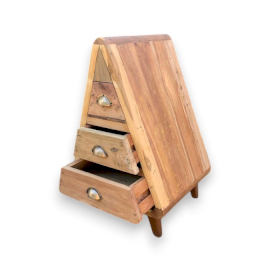 Wooden Triangle Chest with 3 Draws